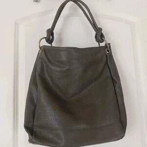 Olive green vegan faux leather Antik Kraft Amara Hobo handbag purse.